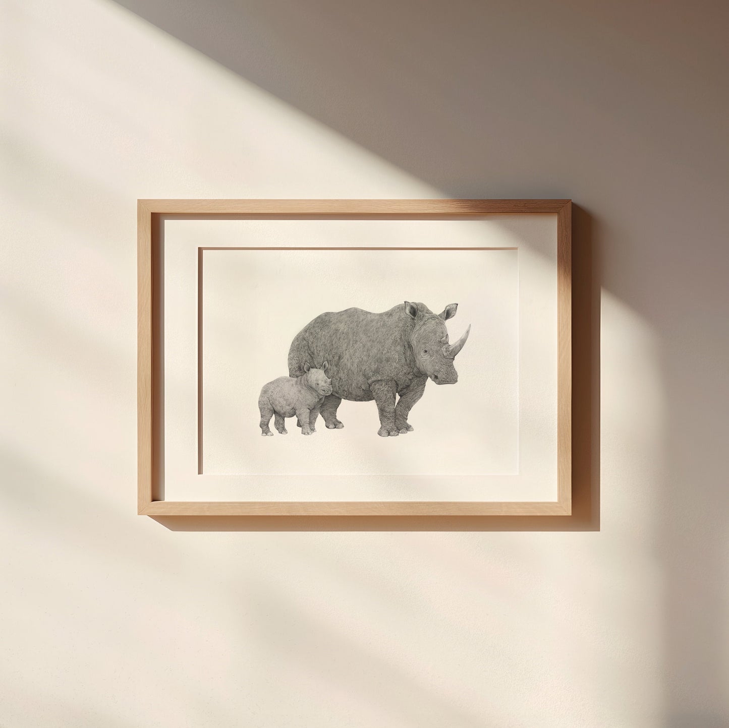 Rhino Mother and Baby Print