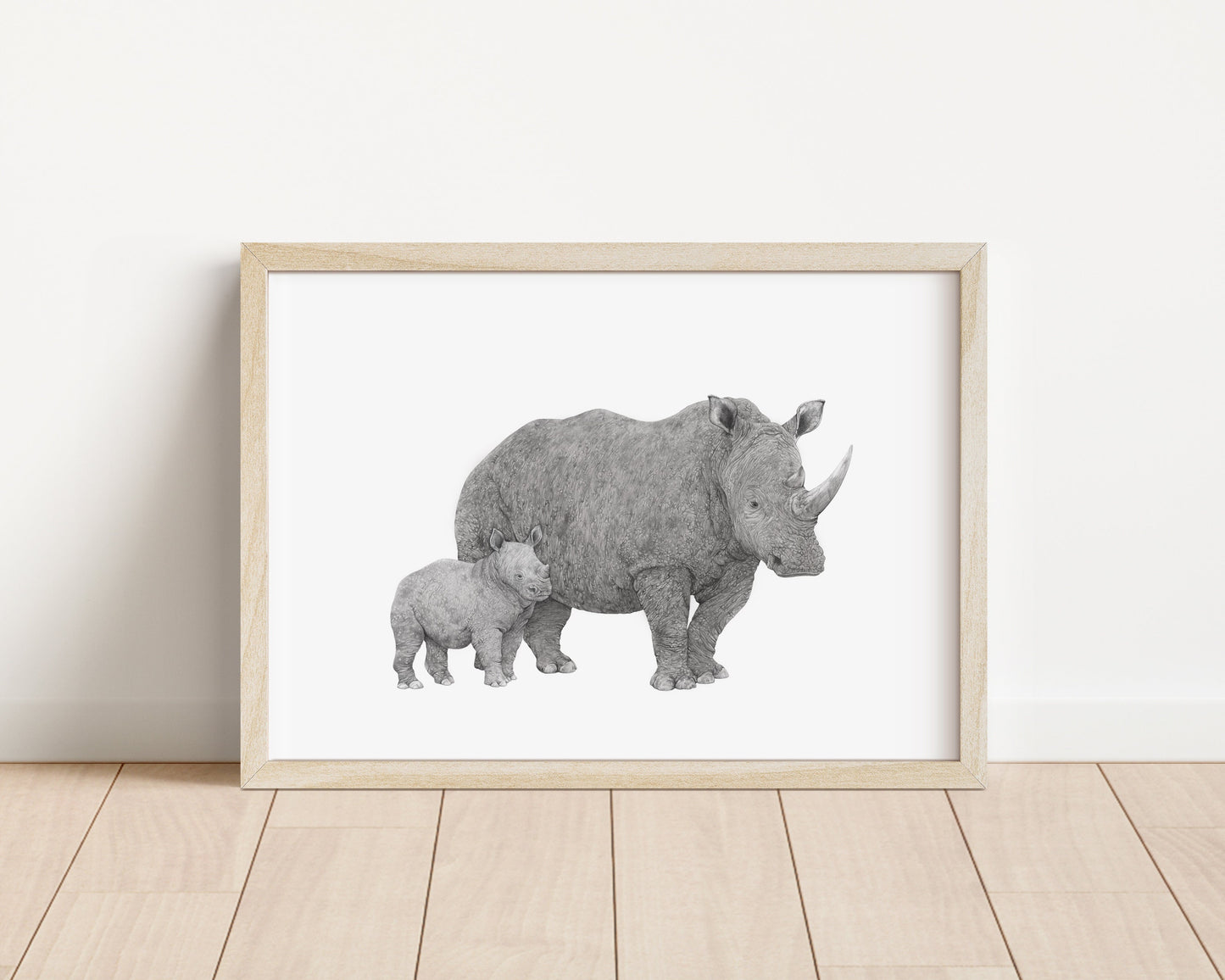 Rhino Mother and Baby Print