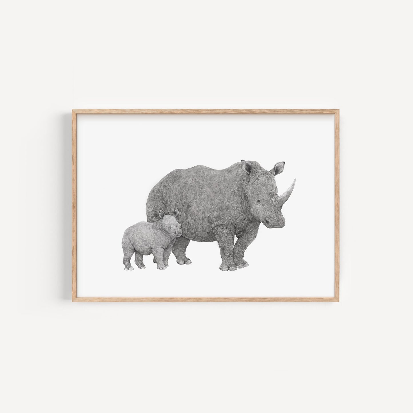 Rhino Mother and Baby Print