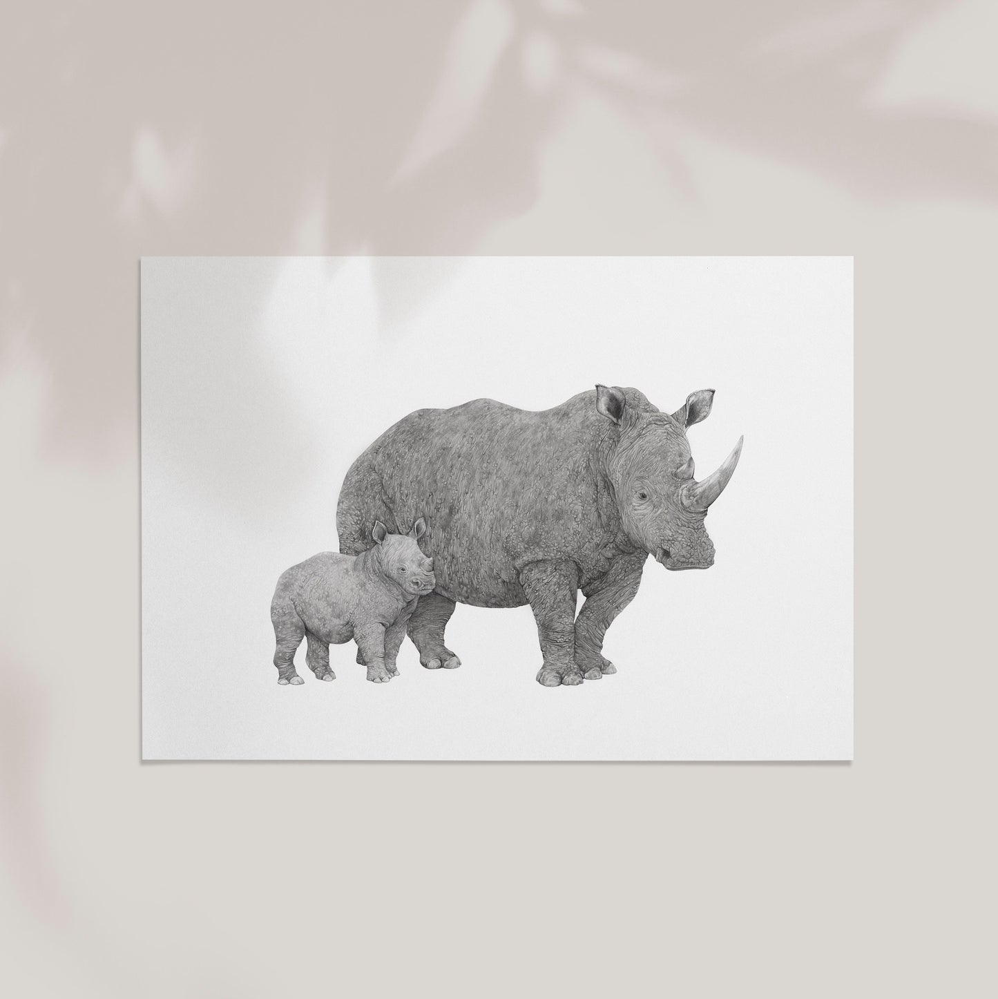 Rhino Mother and Baby Print