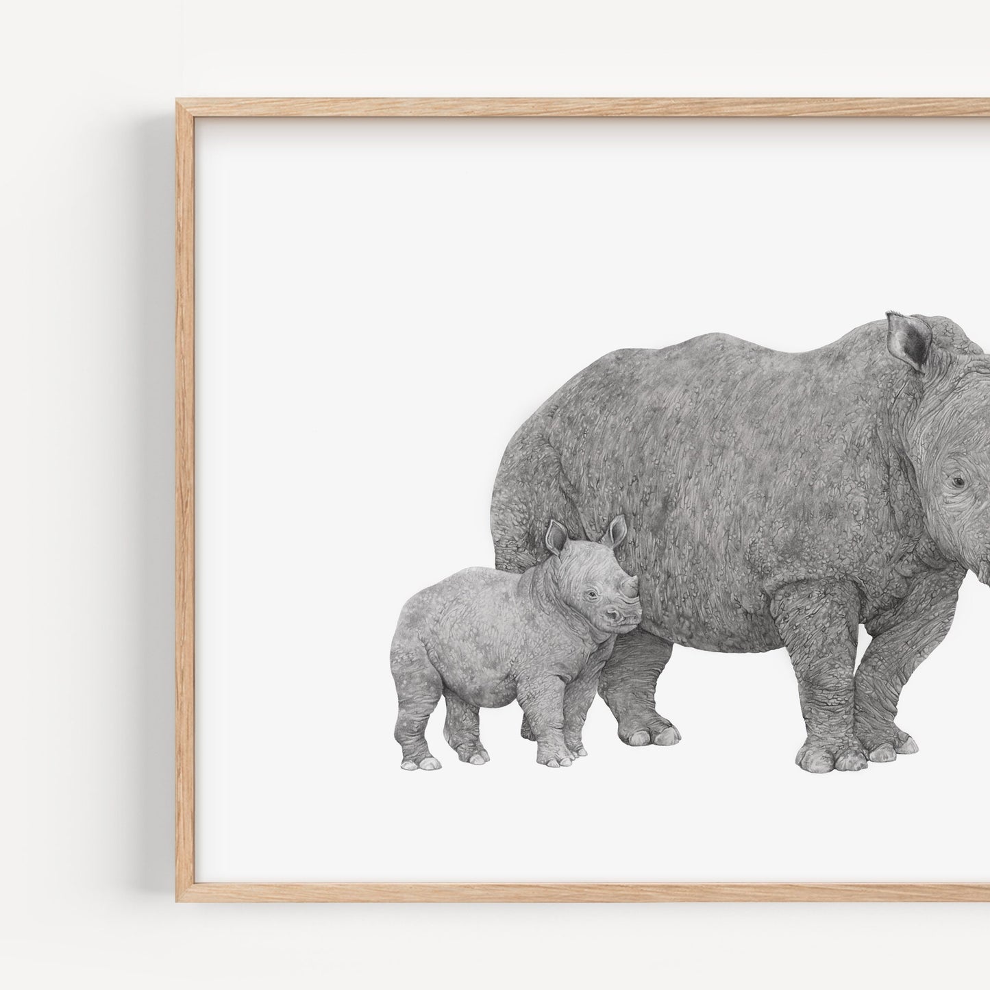 Rhino Mother and Baby Print